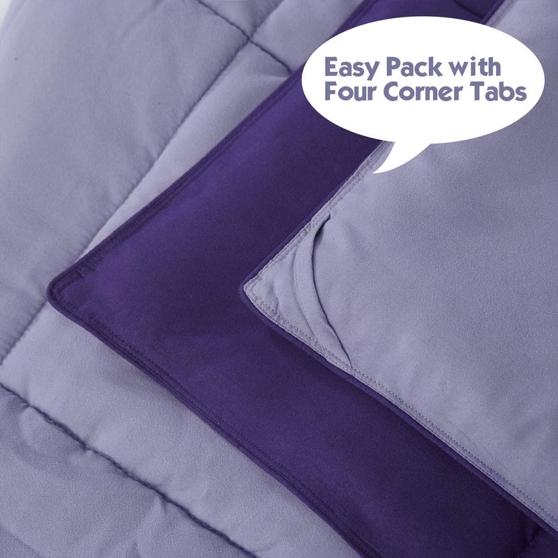 Hi -G HIG 3pc Down Alternative Comforter Set - All Season Reversible Comforter with Two Shams - Quilted Duvet Insert with Corner Tabs - Box Stitched - Super Soft, Fluffy (Full/Queen, Purple) - Image 5